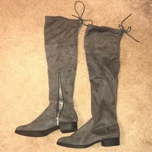 Grey over the knee boots